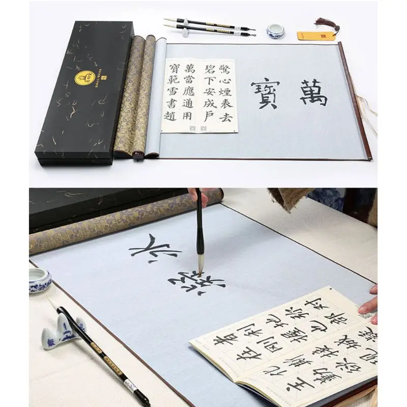 Reusable Chinese Calligraphy Magic Water Writing Cloth Brush Pens Copybook Set QX2B