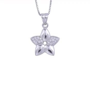 

2 Zircon Leaf Sunflower Star Necklace For Women 925 Sterling Silver Pentagram Starfish Pendants Fashion Jewelry Gifts