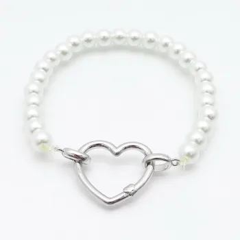 

Fashion Women Color Color Rose Gold Steel Copper Hollow Hearts Bear White Pearl Bracelet Necklace Earrings Pulseras Jewelry