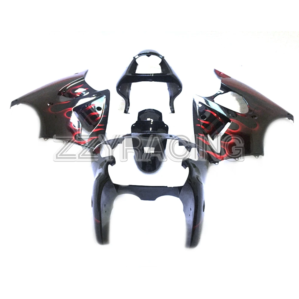 

Complete Fairings Kits for Kawasaki ZX6R 2000 2001 2002 Year ZX-6R 00 01 02 ABS Plastic Motorcycle Bodywork Black Red Flames