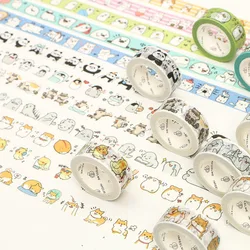 Ruban adhésif Washi avec animaux adorables chats, 1 pièce/ensemble, ruban de masquage, décoratif, pour bricolage, papeterie d'étiquettes autocollantes pour Scrapbooking 