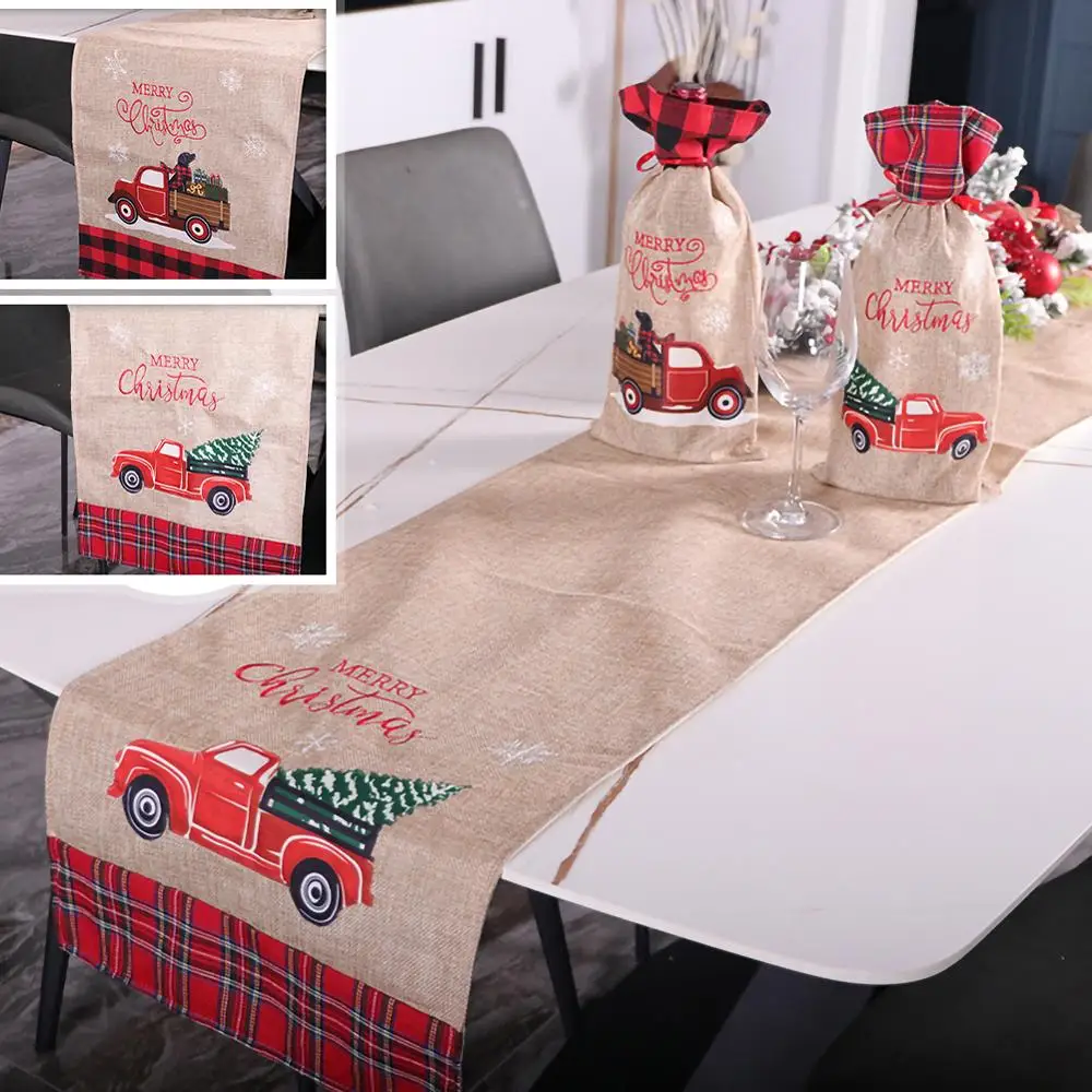 

2021 Table Runners Car Tree Flower Tablecloth Dinner Table Runner Cover for Christmas Xmas Dining Wedding Holiday Parties Decor