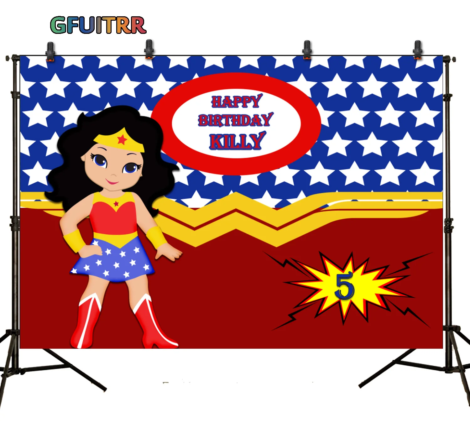 Gfuitrr Wonder Woman Diana Photography Backdrop 1st Birthday Party Decoration Background Blue White Vinyl Photo Studios Props Aliexpress Consumer Electronics