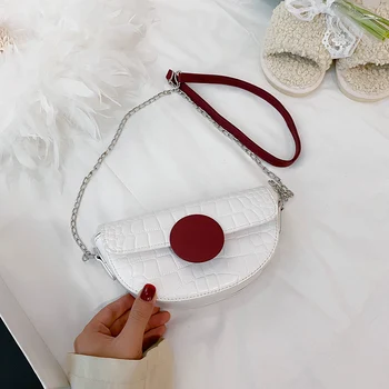 

Women Alligator PU Leather Shoulder Handbag Semicircle Female Chain Small Crossbody Money Pouch Lady Travel Small Messenger Bags