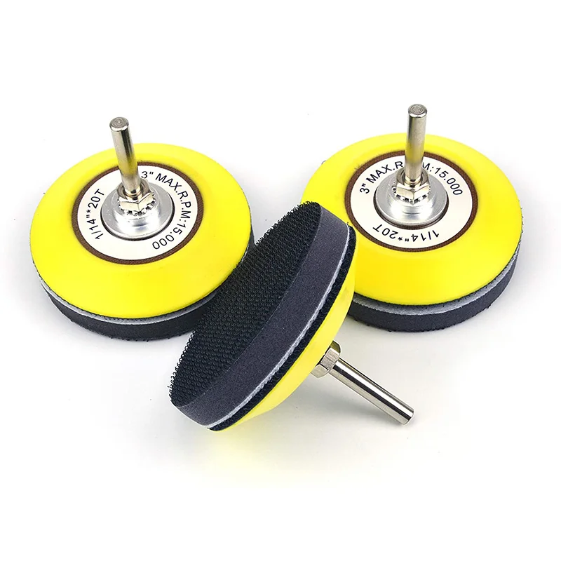 3 Inch (75mm) Hook and Loop Sanding Pad for Discs with 6mm Dia Shank Drill Attachment + Buffering Pad(3 Pack) | Инструменты