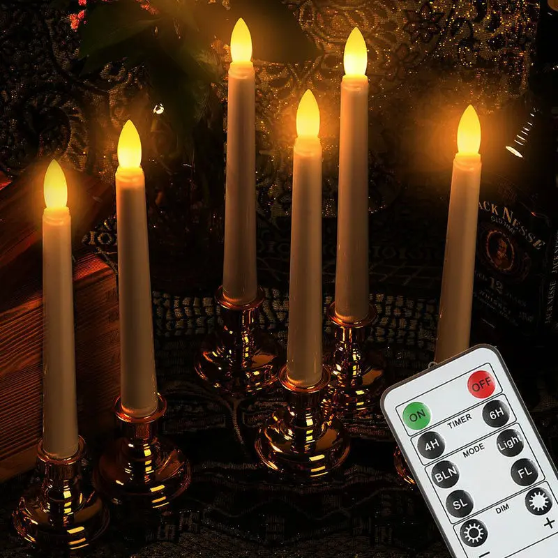 

36pcs Remote controlled w/Timer LED Taper Battery Operated Candle Lamp Wedding Christmas Home party table Decorative Light-H20cm