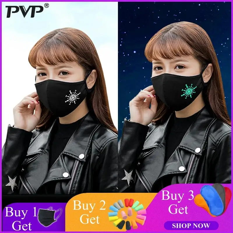 1 шт., модная черная светящаяся маска для рта, противопылевая маска, фильтр, ветрозащитная Муфельная, устойчивая к бактериям, маски для лица для защиты от гриппа, уход, многоразовые
