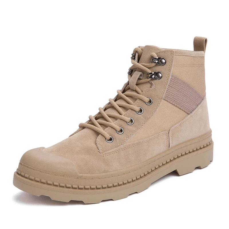 

Mens Boots Microfiber Leather Waterproof Work Shoes British Retro High-top Shoes Lace-up Men Martin Jeans Boots Size 39-44