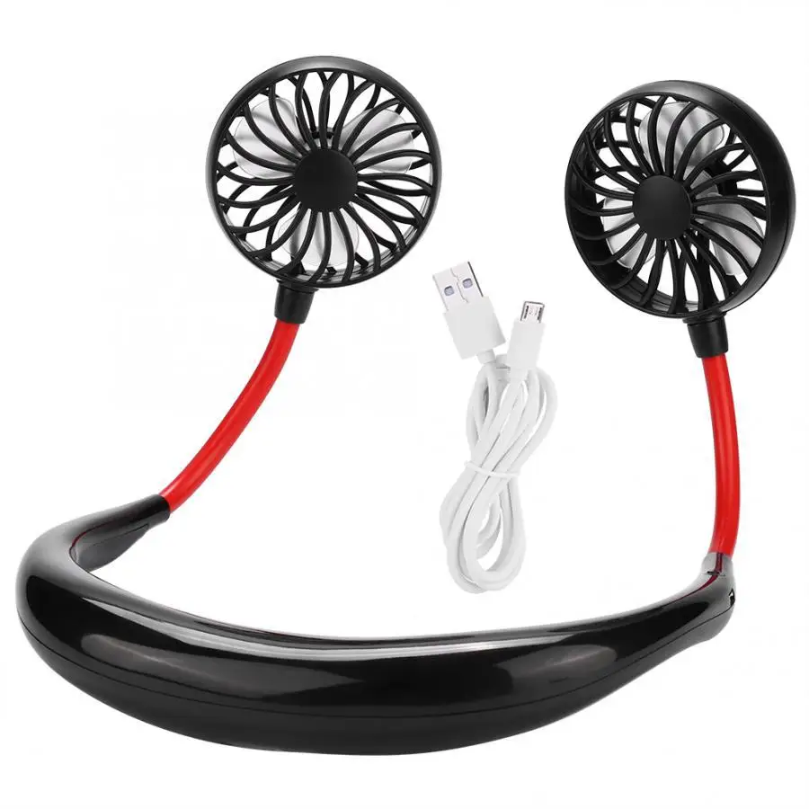 

Portable Pendant USB Fan Chargeable Lazy with Double Cooling Fan Sports Neck Hung Fan Halter Fan