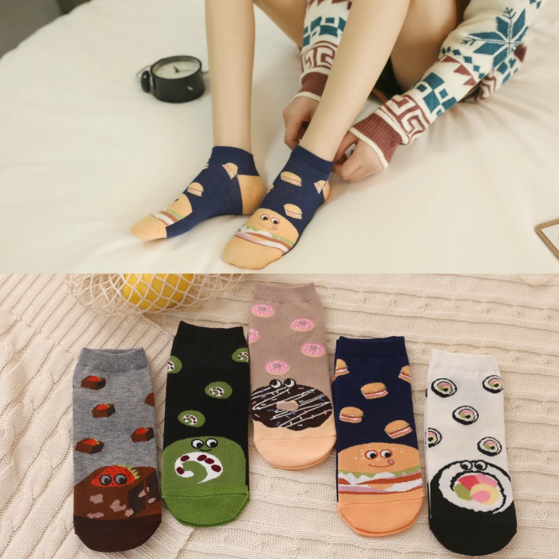 

Funny Socks No Show Socks Female Minion Socks Male Cartoon Sushi Donut Burger Cute Girl Cotton Comfortable Standard