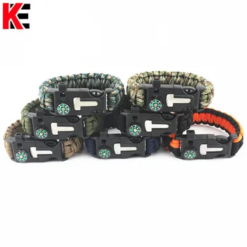 

Best Outdoor Multifunction Camping Survival Wristband Kits Paracord Rope 550 Parachute Emergency Rescue Bracelet Whistle Compass