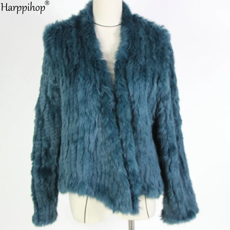 Распродажа,, женская натуральная куртка из натурального кроличьего меха, жилет/Куртки с кроличьим мехом, вязаное зимнее теплое пальто harppihop