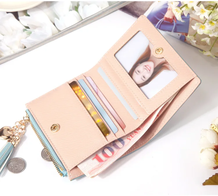 Tassel Women Wallet Small Cute Wallet Women Short Leather Women Wallets Zipper Purses Female Purse Clutch