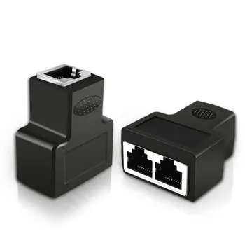 

1Pair Practical RJ45 Splitter Adapter 1 to 2 Ways Dual Female Port CAT5/6 LAN Ethernet Cable High Performance