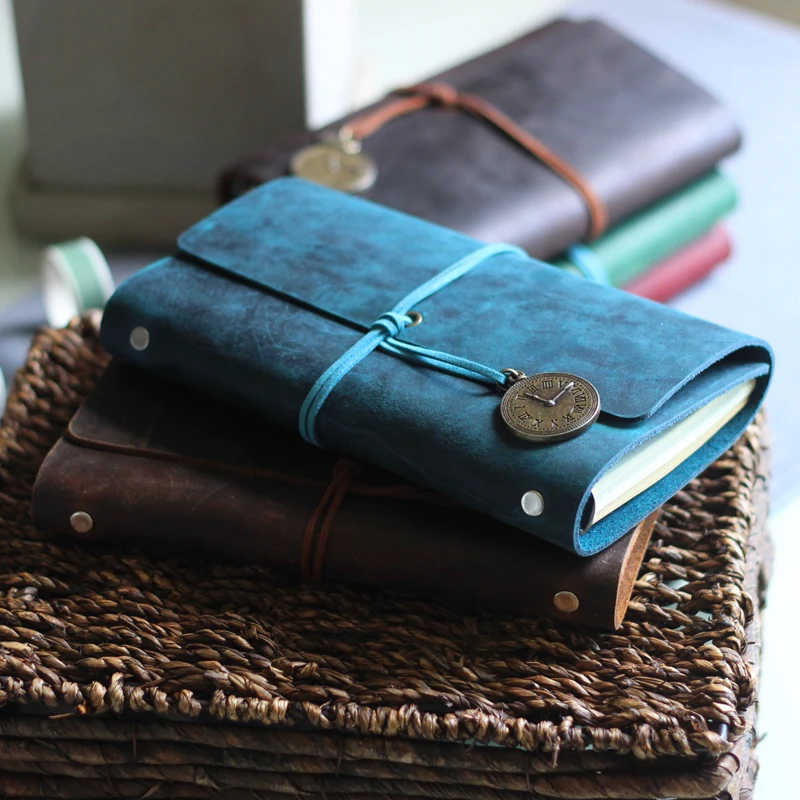 

A6 Loose-leaf Notebook Genuine Leather Notepad Diary Handmade Book vintage travel's journal DIY School Birthday Gift