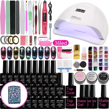 

Manicure Set Quick Building Gel Clear Soak Off Gel Nail Polish set with UV LED Lamp Dryer gel Nail Kit professional set