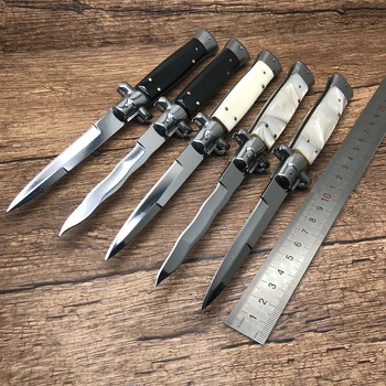 

BMT 11" Italian AKC Stiletto Mafia Tactical Survival Folding Knife 440C Mirror Blade Acrylic Handle Hunting Outdoor EDC Tools