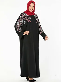 

Modest Fashion Holiday Abaya Dubai Vestidos Party 9236 Big Women's Arab Dress Embroidery Long Skirt No Headscarf