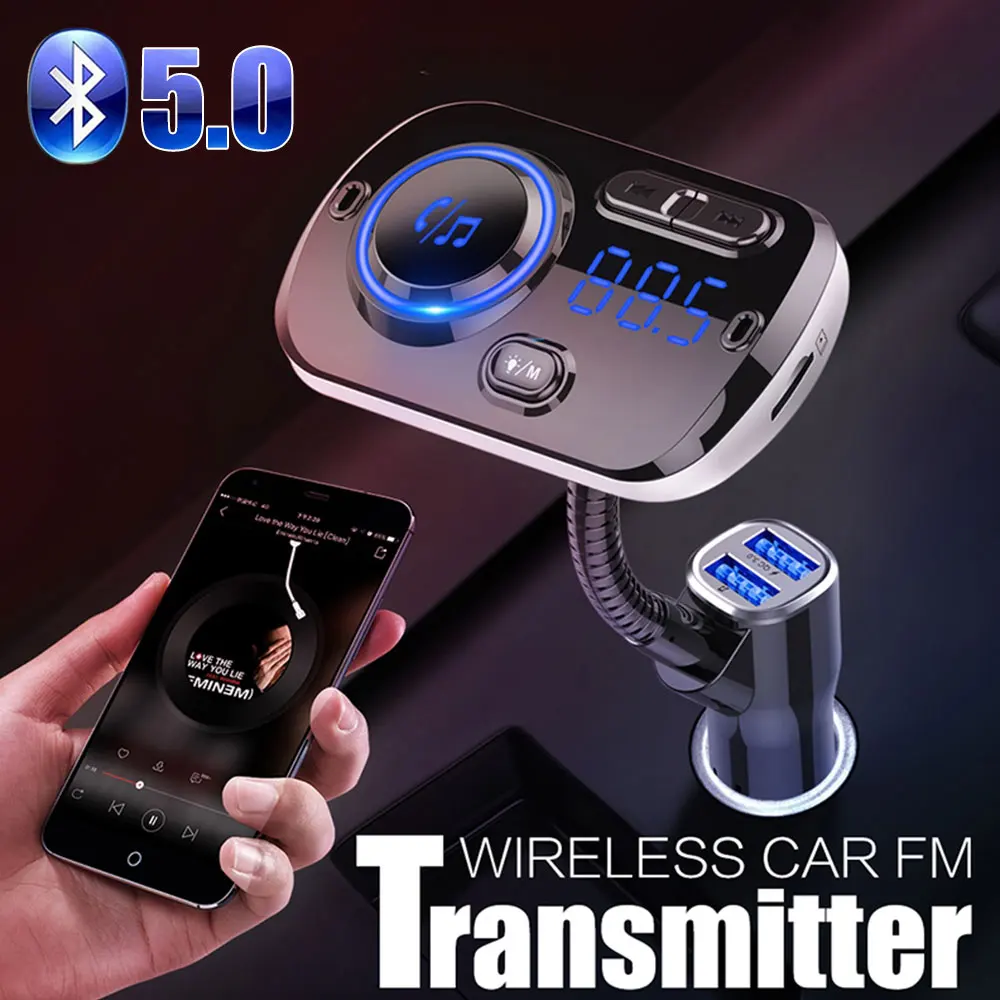 Автомобильный Bluetooth Aux адаптер Handsfree FM передатчик Hands Free carkit Hands free автомобильный комплект QC3.0 Быстрая зарядка 3,0 USB Автомобильное зарядное устройство