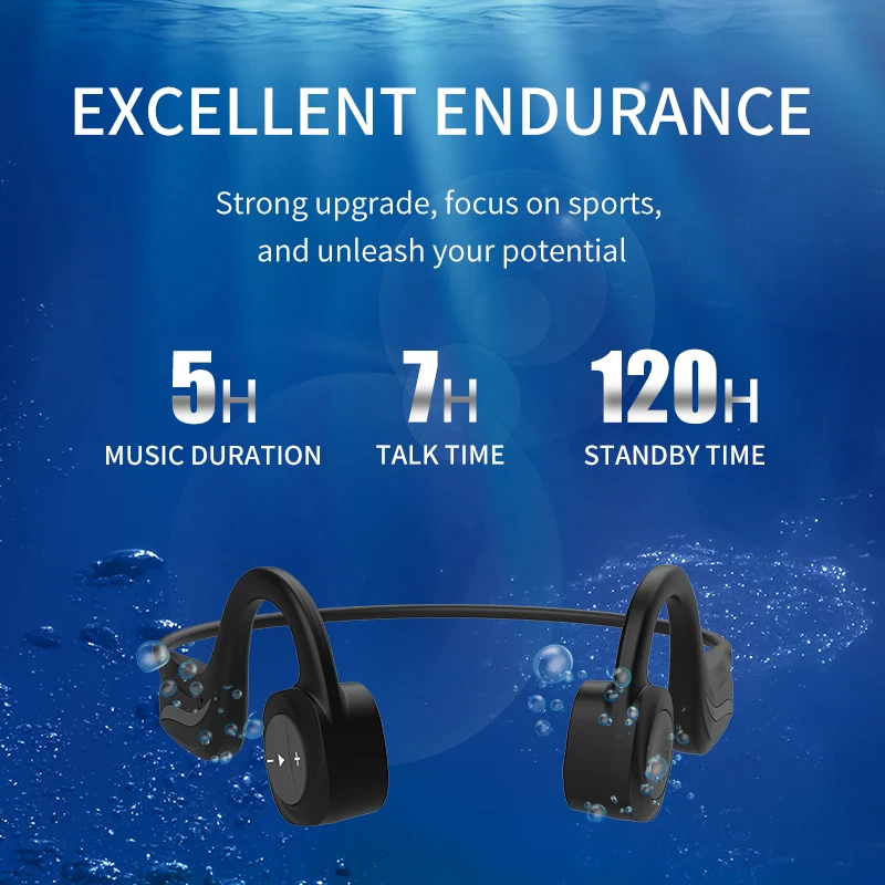 Fones de Ouvido Bluetooth sem Fio Ipx8 à Prova Aikswe Condução Óssea Fone Dwaterproof Água Mp3 Player Música Natação Mergulho Esporte 8gb - Image 3
