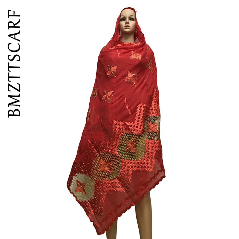 Новейшая африканская Женская шаль мусульманский платок большой размер хлопок шарф вышивка дизайн для Шали Обертывания BM687 - Цвет: BM687 6