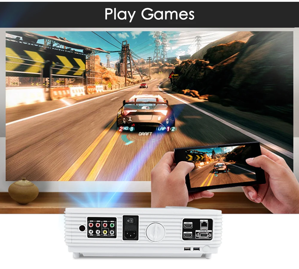 Проектор Poner Saund LED96 Wi Fi 3D 5500 люмен Full HD Android 6 0 беспроводной мультиэкранный