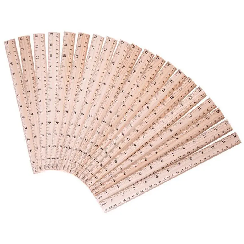 

20 PCS Pack Wood Ruler for School /Office /Student Wooden Measuring Ruler, With 2 scale (12 Inch and 30 CM)