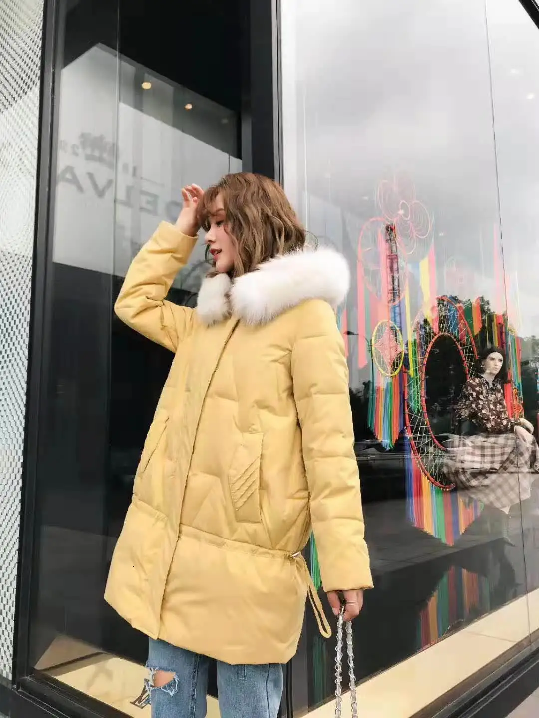 Long Fund Even Hair Cap Lead Down Jackets Woman 2019 Winter Easy Will Edition New Fish Tail Loose Coat | Женская одежда