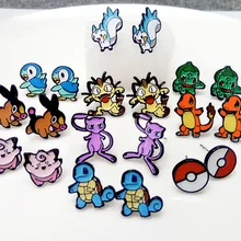 Модные эмалированные серьги-гвоздики «Pokemon Go» с Пикачу для женщин и девочек, серьги Charmander Squirtle Bulbasaur, гипоаллергенные подарки для фанатов