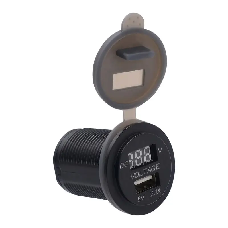Водонепроницаемый 12 V-24 V USB Зарядное устройство гнездо 5V 2.1A Мощность розетки с цифровой вольтметр светодиодный светильник Мощность адаптер для автомобиля лодка