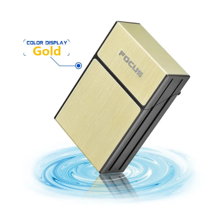 Портативный электронный портсигар с удаляемым USB Вольфрамовая турбо Зажигалка 20 шт металлический чехол для сигарет Plasma ARC Encendedor - Цвет: No Lighter Box Gold