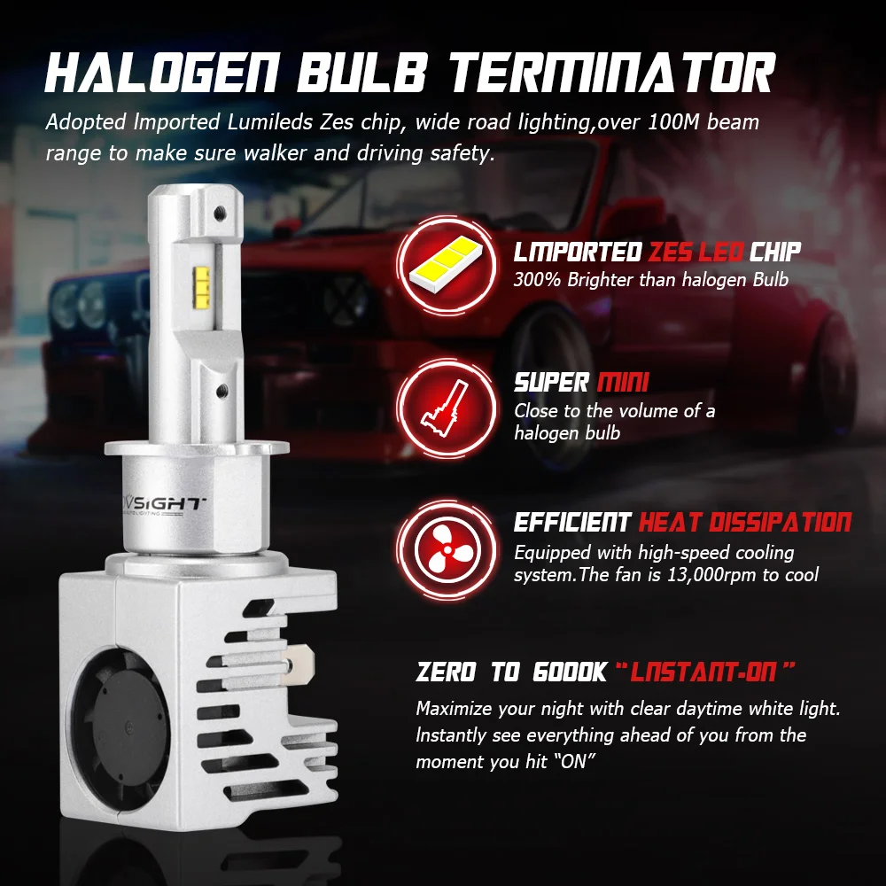 Novsight H7 H4 H3 H1 Светодиодные Автомобильные фары 6000K 10000лм пара автомобильных фар H11 9005 9006 HB2 Hi/lo луч авто фары лампы