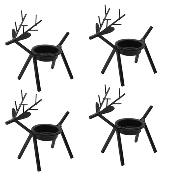 

4 Pack Holidays Reindeer Tea Light Holder,Christmas Tea Light Holder, Table Candles Holder, Metal Tea Light Stands for Table/Man