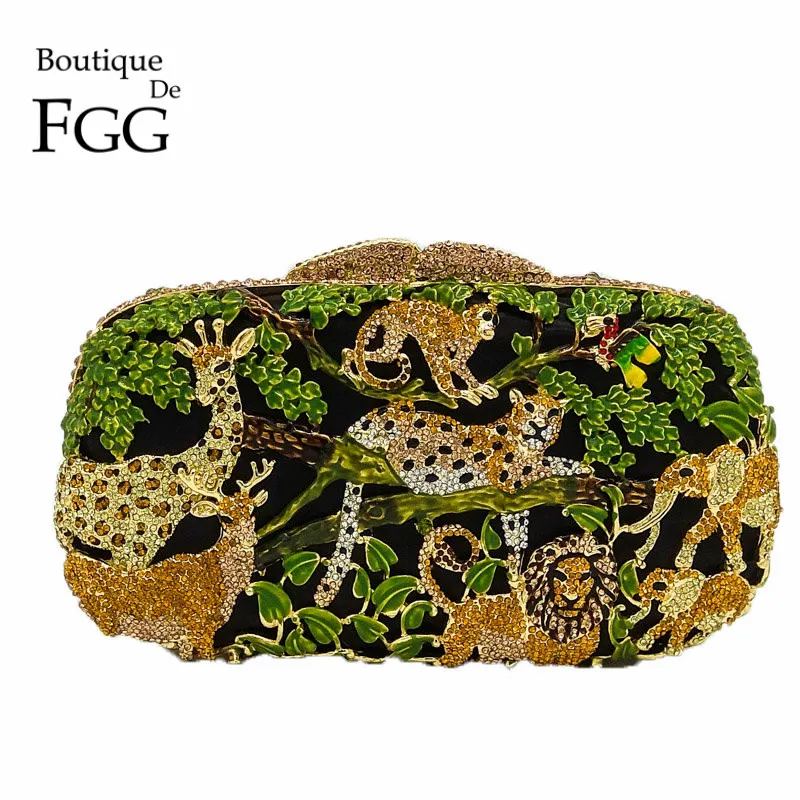 Женский клатч с кристаллами Boutique De FGG вечерние сумки в виде зоопарка для