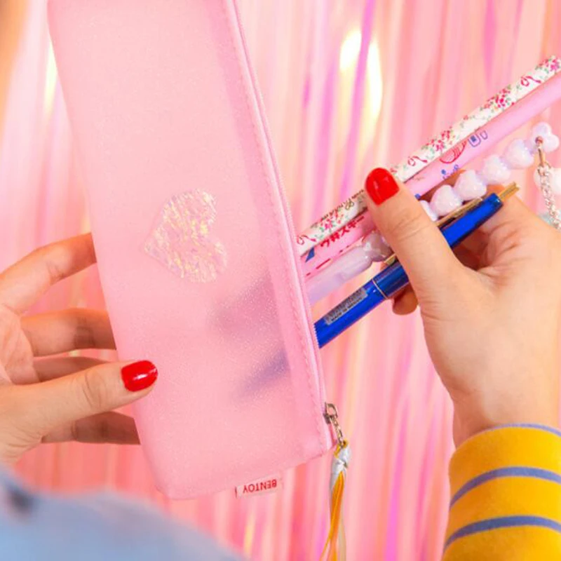 Красивый Карандаш чехол желе сердце ПВХ подарок Хэлло Китти школьный пенал карандаш Чехол Карандаш сумка, школьные принадлежности канцелярские товары