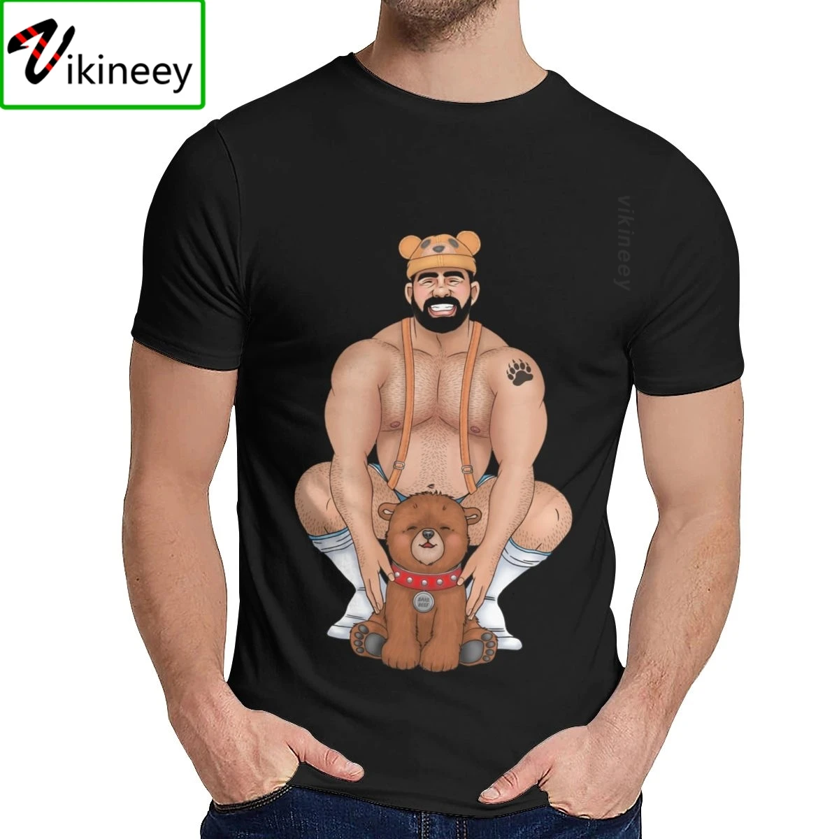 Мужская футболка папа Маша и Медведь Barebeef Gaybear Gayart Гей ЛГБТ 100% хлопок Стильный с