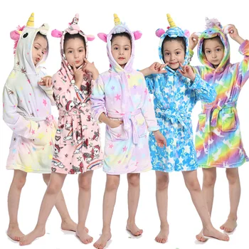 

NewKigurumi Unicorn Hooded Children Bathrobes Kids Star rainbow Bath Robe Animal For Boys Girls Pyjamas Nightgown Kids Sleepwear