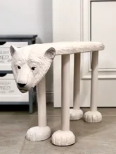 

Solid Wood Hand Carved Large Polar Bear Home Doorway Shoe Changing Stool Nordic Hallway FootstoolCD