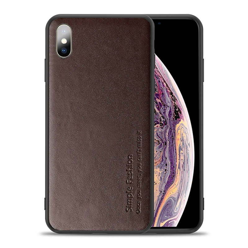 Для iPhone X Xr Xs 11 Pro Max Роскошный чехол из натуральной кожи для iPhone 7 8 Plus анти-осенняя крышка - Цвет: brown