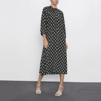 

Autumn women's dress casual geometric pattern loose dress Vestidos