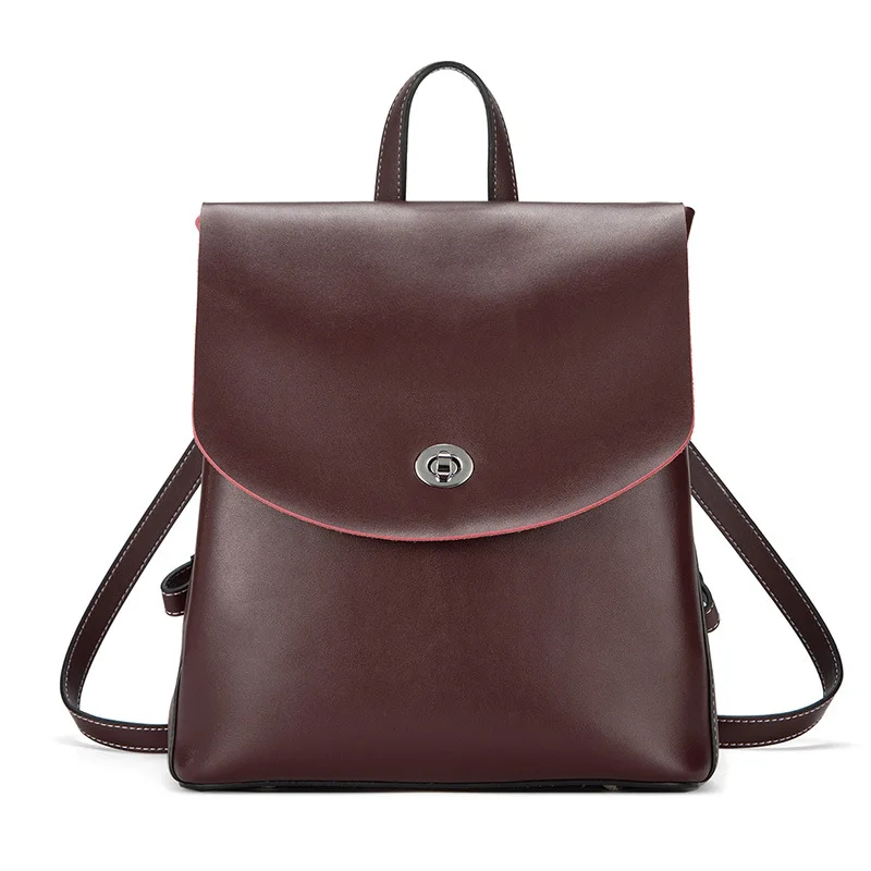 Женский рюкзак из натуральной кожи в винтажном стиле, Одноцветный кожаный женский рюкзак, сумка от брендового дизайнера, маленькие женские рюкзаки для путешествий