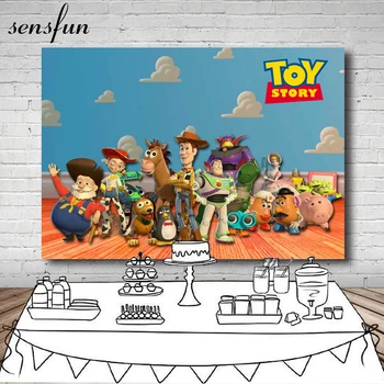 

Sensfun Cartoon Toy Story Backdrop For Kids Sky Blue Clouds Wall Backgrounds For Photo Studio Customized Vinyl 7x5ft
