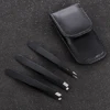3 PCS/Set Eyebrow Tweezers Stainless Steel Point Tip/Slant Tip/Flat Tip Hair Removal Makeup Tools Accessory with Black Bag Case 4