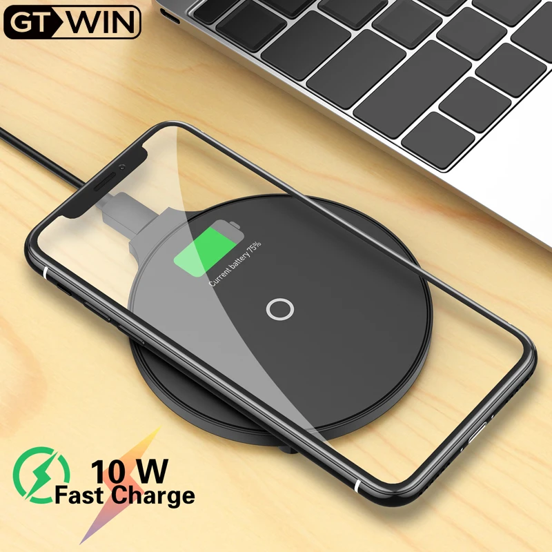 

GTWIN 5W/10W Qi Wireless Charger For iPhone X Plus XR Max Samsung S8 S9 Huawei Xiaomi M9 USB Charging Charger Wireless Pad Dock