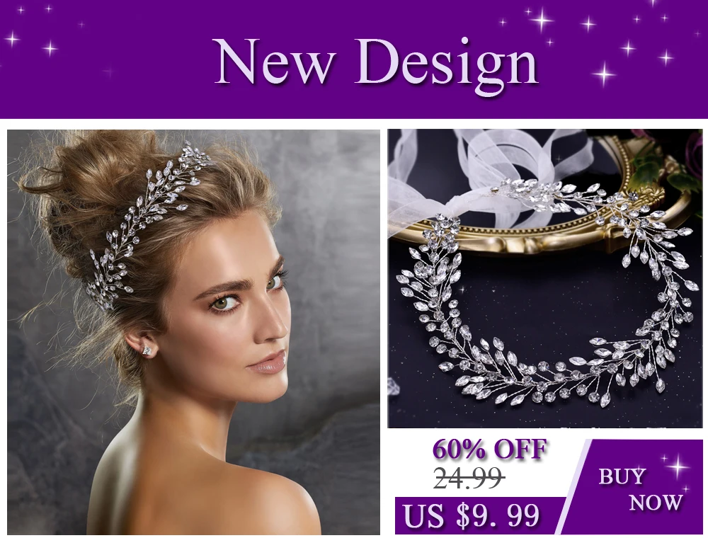 TOPQUEEN HP233 Wedding Hair Ornaments for Women Tiaras Bridal Rhinestone Headband Alloy Leaves Wedding Headpieces Headwear