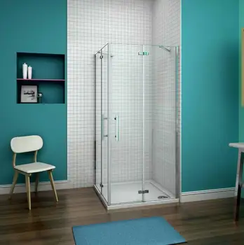 

Angle shower screens shower enclosure double swing door tempered glass 6mm, 100x100x195cm
