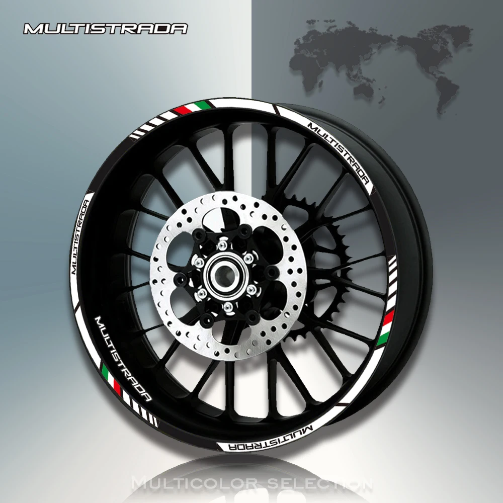 

For DUCATI MULTISTRADA 1260 1200 1200 s 12 X Thick Edge Outer Rim Sticker Stripe Wheel Decals