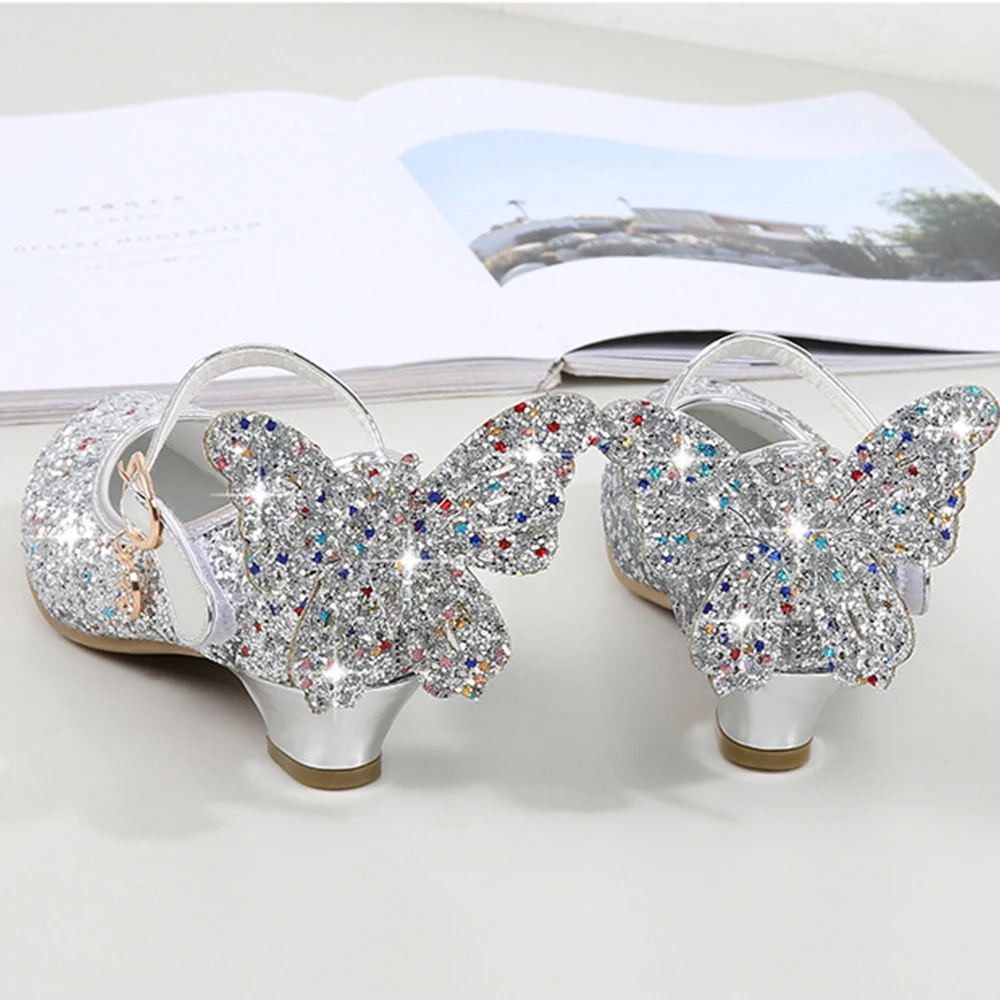 KIDS Fashion Girls Sparkly Dress Shoes,Adorable Kids Party Heels Pumps,Glitter Princess Mary Jane Shoes