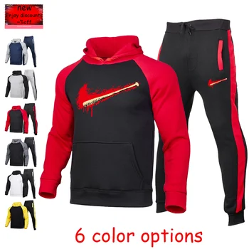 

Men's suit hoodie + sweatpants matching autumn and winter casual wear sportswear men's sportswear running sportswear men's hoodi
