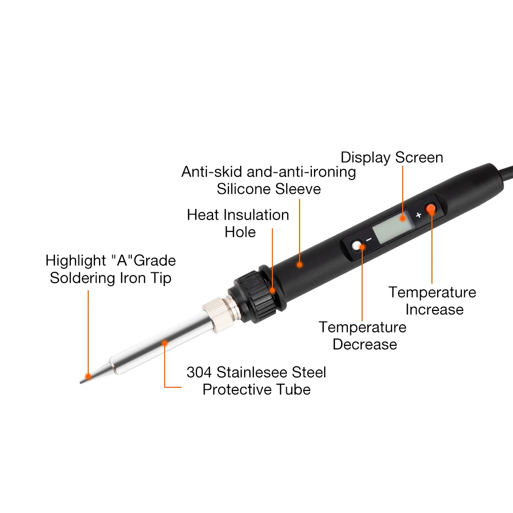 Паяльник 60 Вт, электрический утюг с регулируемой температурой, ЖК-дисплей, цифровой дисплей, сварочный ремонт, бессвинцовая паяльная станция